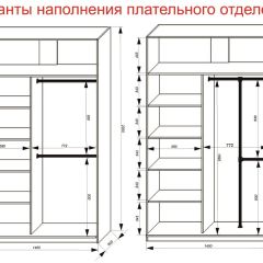 Шкаф-купе 1400 серии SOFT D8+D2+B2+PL4 (2 ящика+F обр.штанга) профиль «Графит» | фото 7